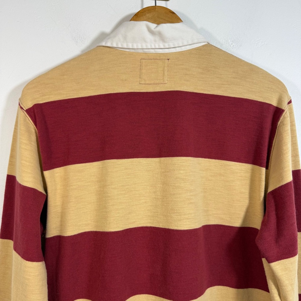 Tailgate Rugby Shirt Yellow Burgundy Striped Preppy Collegiate Heritage Polo M - Picture 8 of 15
